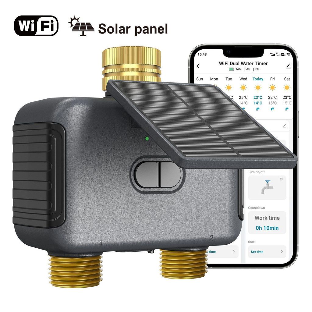 Bewässerungscomputer WLAN Smart 2 Zonen mit App, Solar & Produktbild 