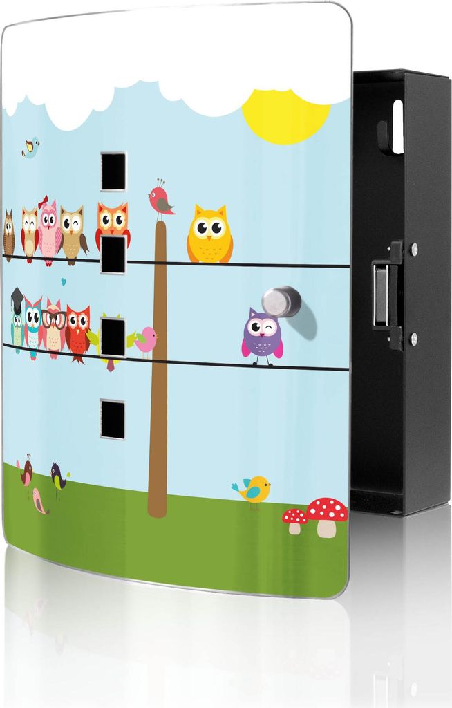 banjado Design Schlüsselkasten aus Edelstahl für 10 Schlüssel, Schlüsselschrank 24 x 21,5 x 7cm groß mit Magnetverschluss, Da Wären Wir [BWSK...