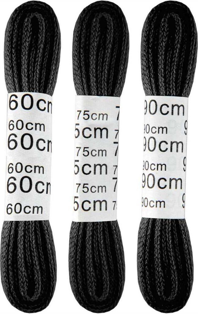Schnürsenkel Standard "3 Paar" - Schwarz 60cm/75cm/90cm - Produktbild 