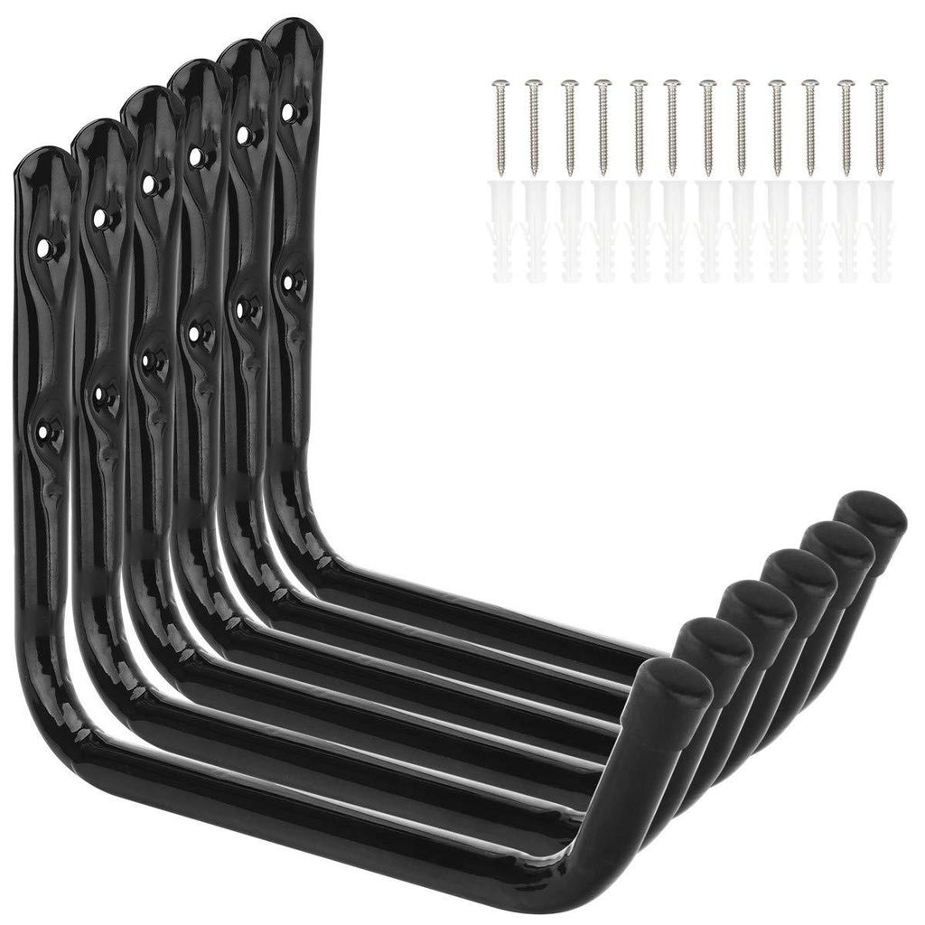 6 Stück Wandhaken Universalhaken Leiterhaken, 28 cm Wandhaken Garagenhaken, Wandhalterung Garage Kleiderbügel & Organizer für Leiter, Werkzeuge,...