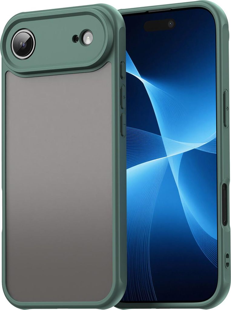 Matt Hülle für iPhone Air mit Kameraschutz, Transluzente Matt Rückseite Stoßfeste Handyhülle Grün