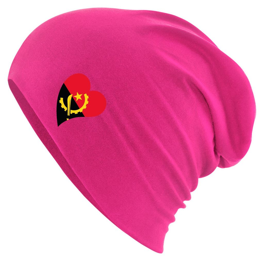 Huuraa Beanie Angola Flagge Herz Fuchsia One Size Baumwolle und Elasthan Mütze Geschenkidee