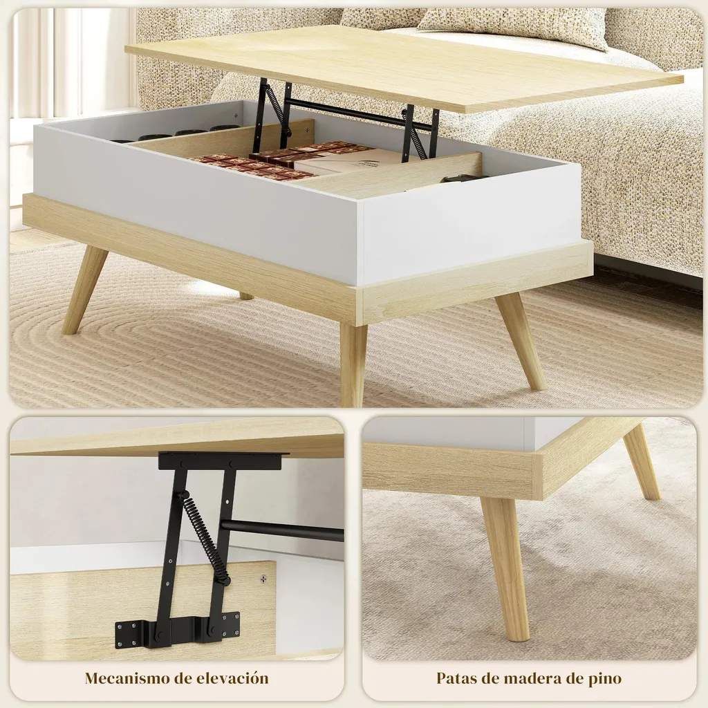 Table basse blanche idéale pour manger devant la télé avec rangements - 6