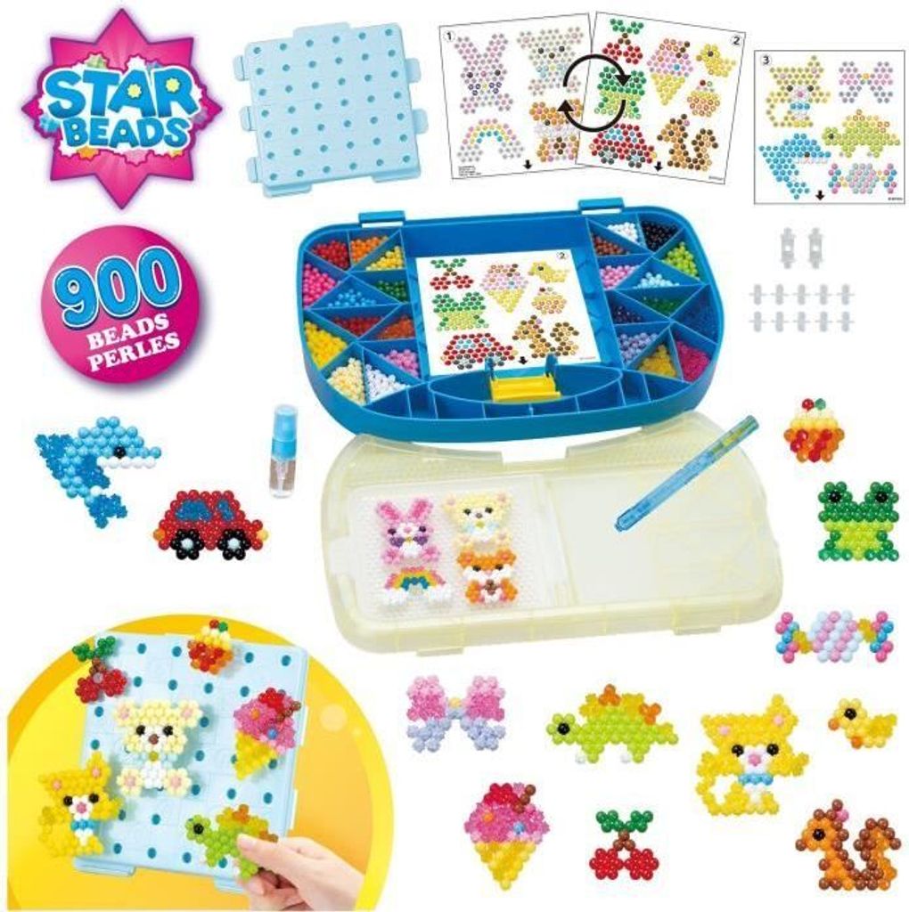 Aquabeads Starter Koffer, 900 Perlen, Verschiedene Formen & Farben, Wasserperlen, Ab 4 Jahren