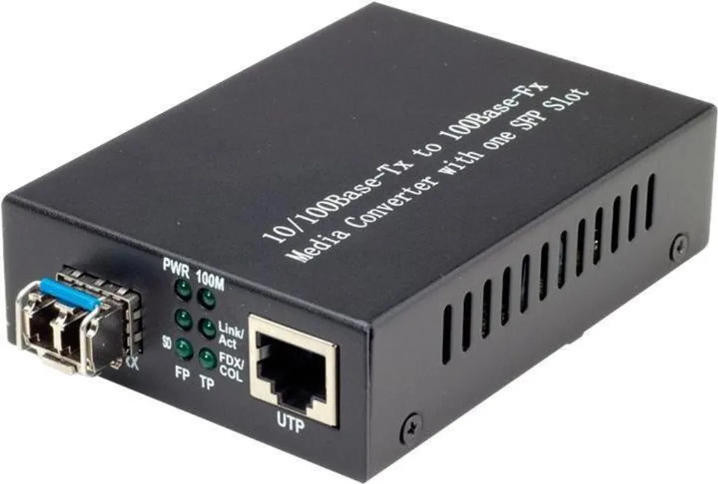 Convertisseur de média Ethernet 100 Mbps pour réseau RJ45 noir