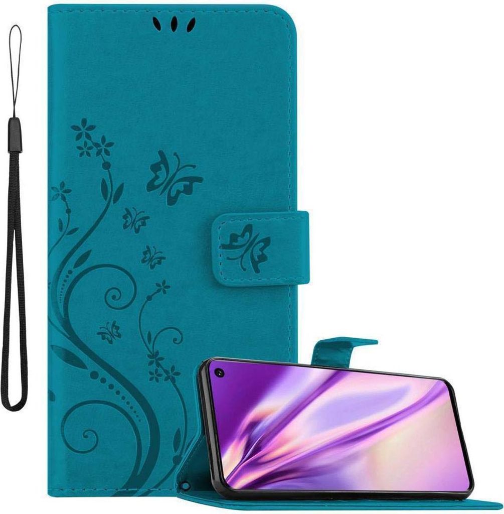 Cadorabo Hülle für Samsung Galaxy S10 5G Schutz Hülle in Blau Schutzhülle Handy Hülle Etui Case Blumen Flower