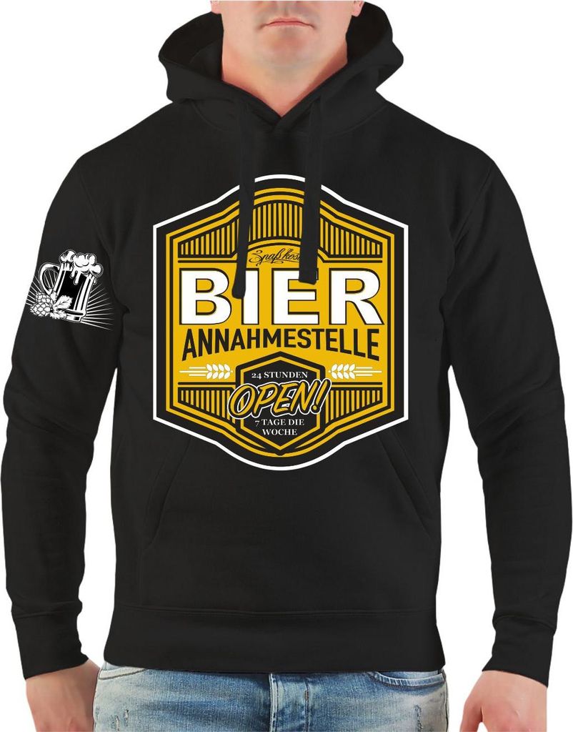 Herren Kapuzenpullover Bier Annahmestelle