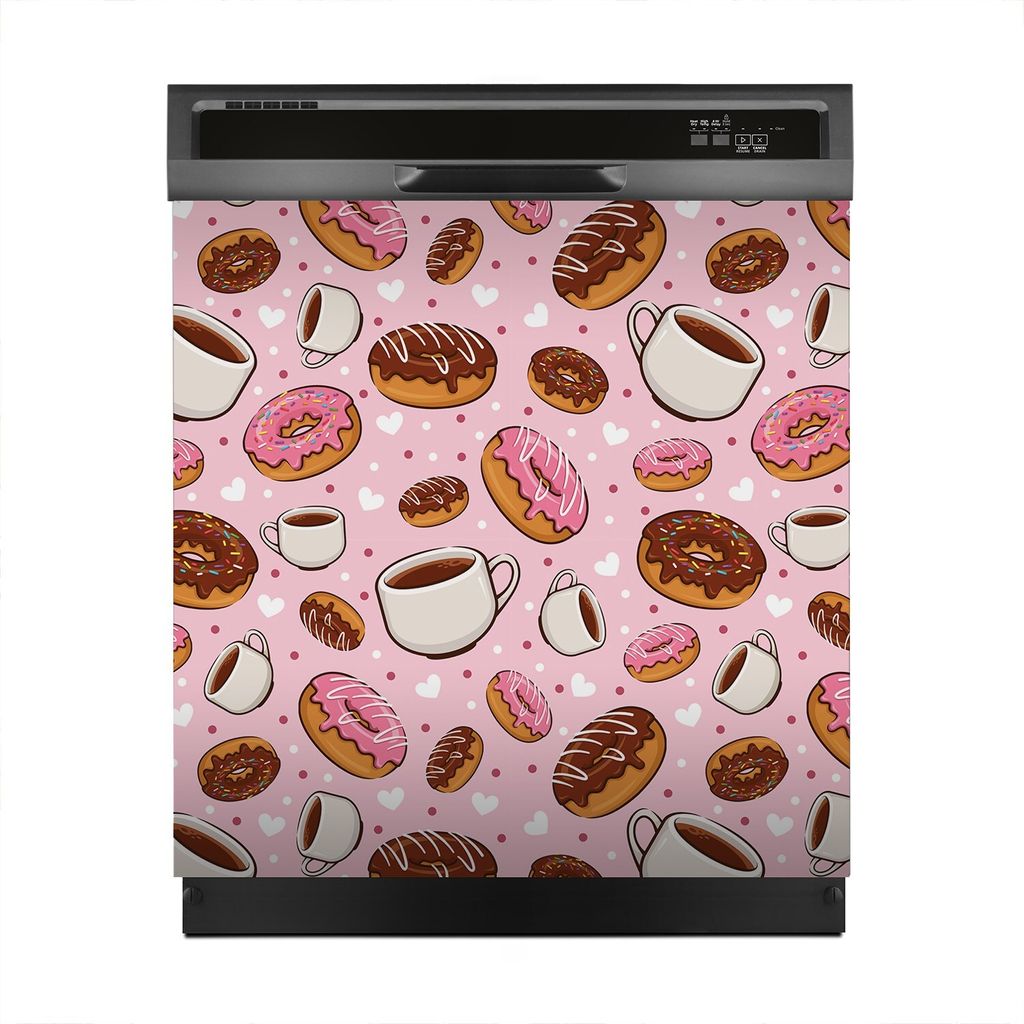 Magnete Dekorative 60x60 cm Küche Magnetmatte Spülmaschine - Süßer Donut und Kaffee
