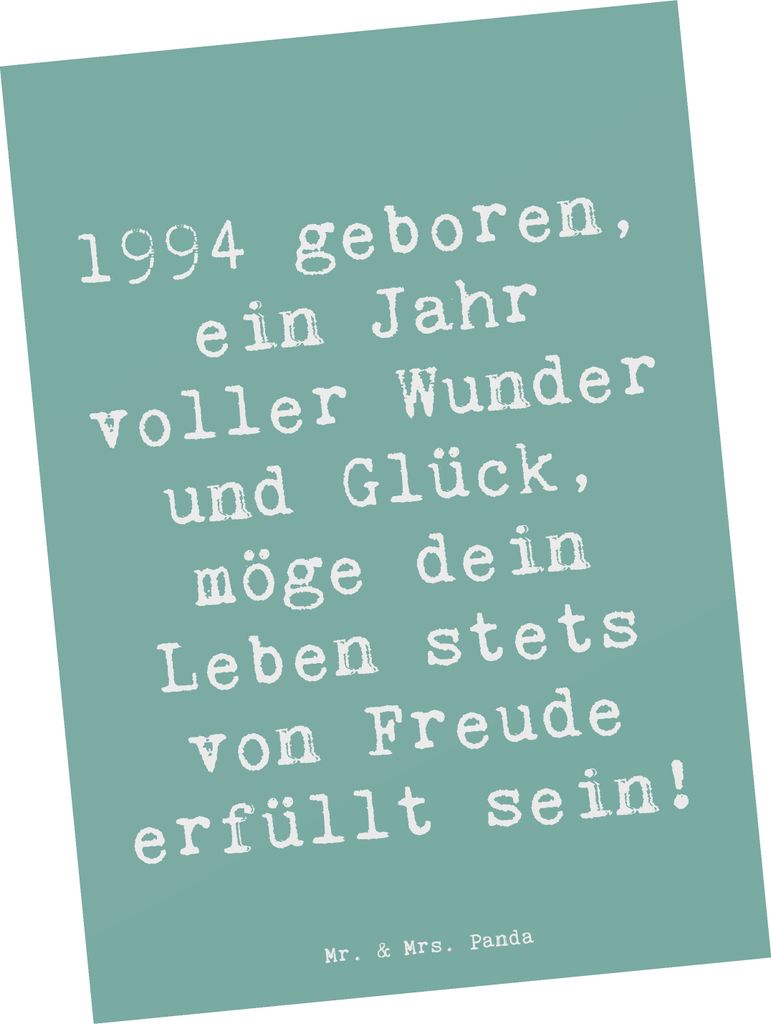 Mr. & Mrs. Panda Postkarte Spruch 1994 Geburtstag - Meeresbrise - Geschenk, Postkarten, Jahrgang, spruchkarte, besonderen Gruß, Freude, Ansichtska...