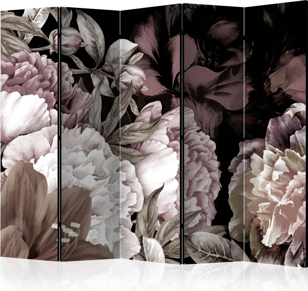 Akusticher Raumteiler Blumen Foto Paravent 225x172 cm beidseitig auf Vlies-Leinwand bedruckt Akustikschaum Trennwand Spanische Wand Sichtschutz Hom...