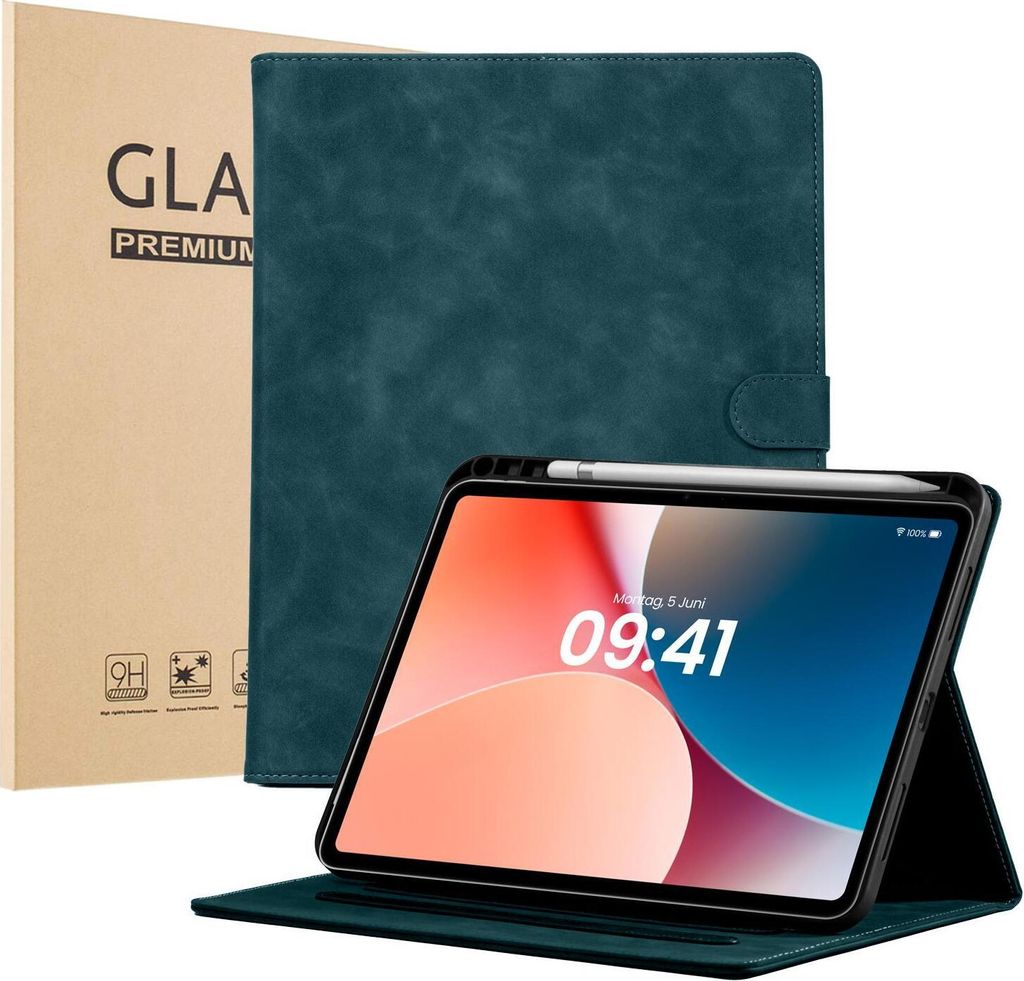 LBH Tablet Schutzhülle + 2x 9H Display Glas für Apple iPad Air 6. Gen 11 Zoll Cover Case Schutz Tablet Farbe: Petrol