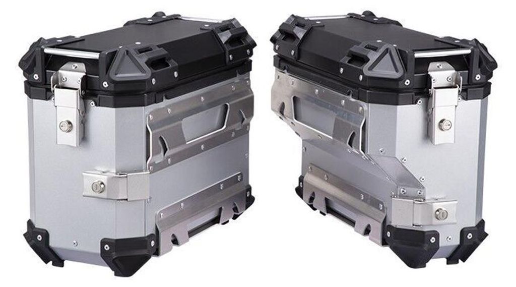 1 Paar 35L Motorrad-Seitenaufbewahrungsbox Aluminiumlegierung Gepäckkoffer Schnellverschluss-Motorradträger Wasserdichter linker und rechter Orga...