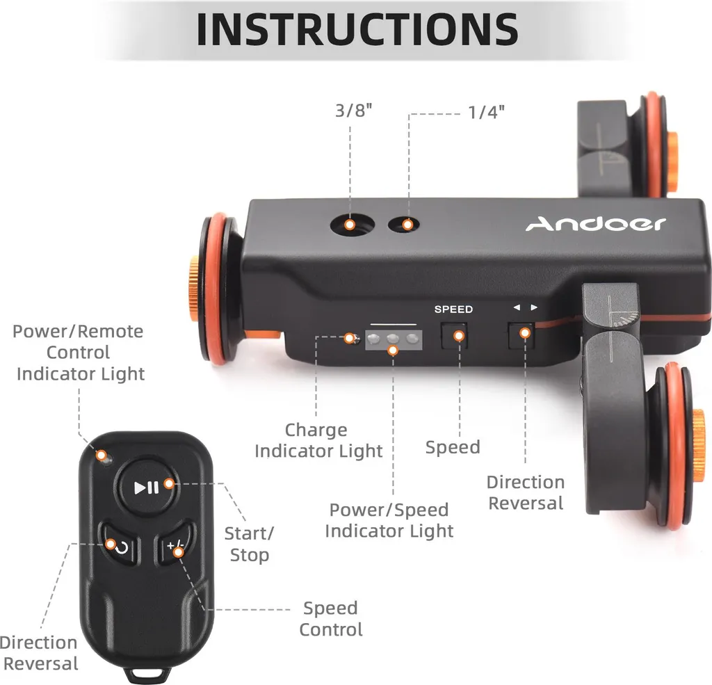 Slider motorisé avec affichage gradué pour vidéo fluide et support mobile