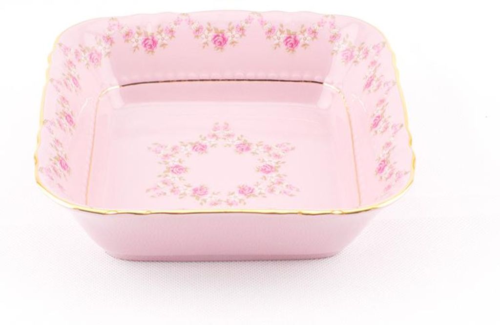 Quadratische Schale 17 cm, rosa Porzellan, Blumen, Leander Produktbild 