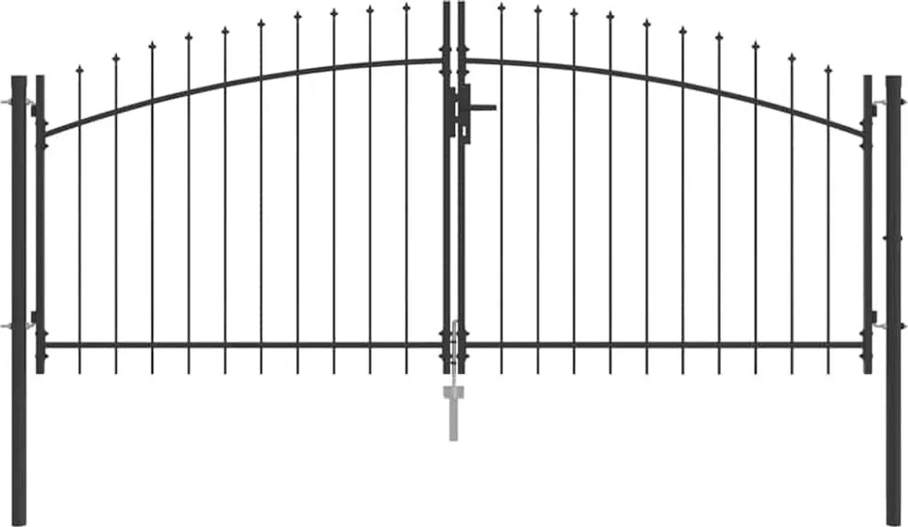 Portail double vidaXL Woerden gris en acier avec serrure 300x175 cm
