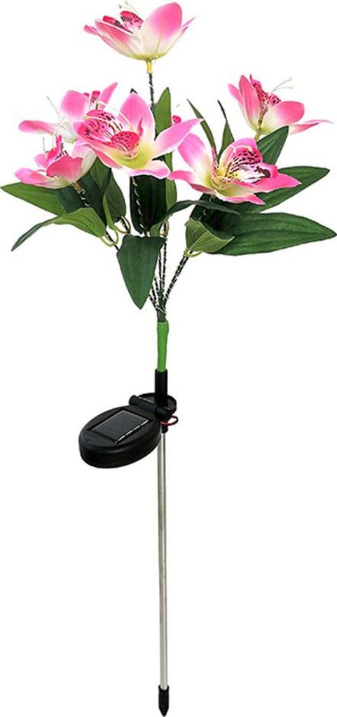Solar-Gartenleuchten, Solar-Gartenleuchten, mehrfarbige LED-Solar-Blumenlampe,pink