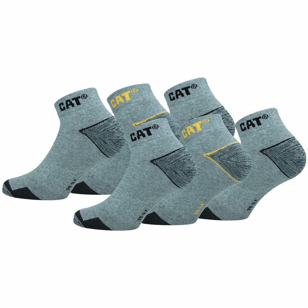 Caterpillar 6 Paar Socken / Arbeitssocken / Arbeitssneaker Knöchelhöhe Verstärkte Spitze Ferse Hellgrau 39-42