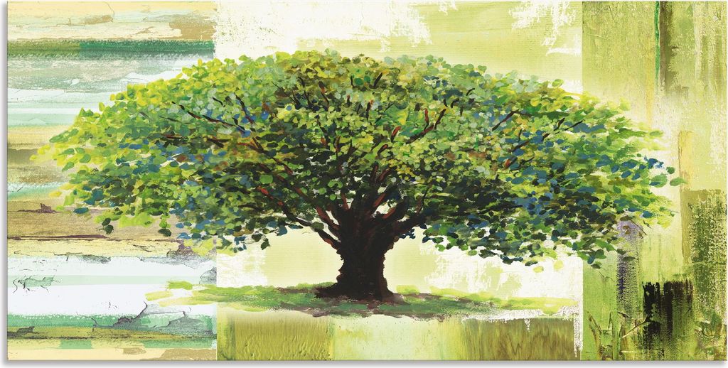ARTland Wandbild Alu für Innen & Outdoor Frühlingsbaum auf abstraktem Hintergrund Größe: 40x20 cm