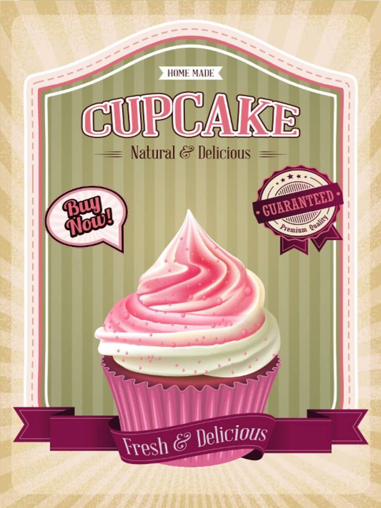 vianmo Holzschild 40x30 cm Essen Cupcake natural Delicious home