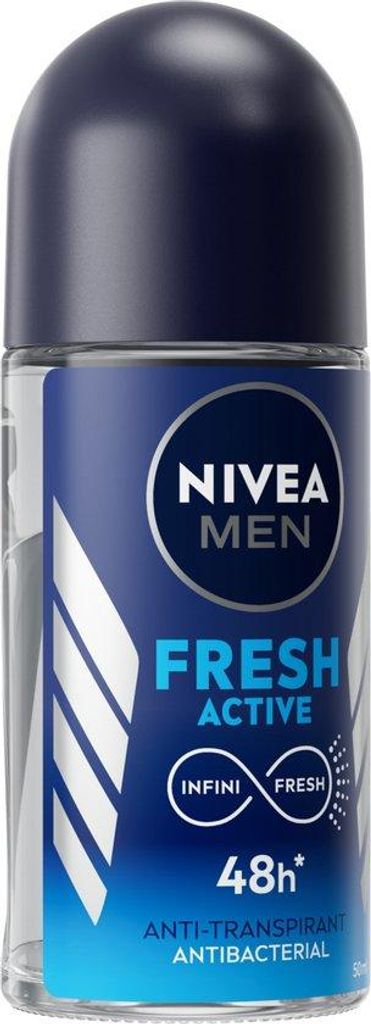 Nivea NIVEA MEN Fresh Active Anti-Transpirant Deo-Roller - Schützt 48 Stunden - Deodorant mit Meeresalgenextrakt - Alkoholfrei - 6 x 50 ml - Sparpack