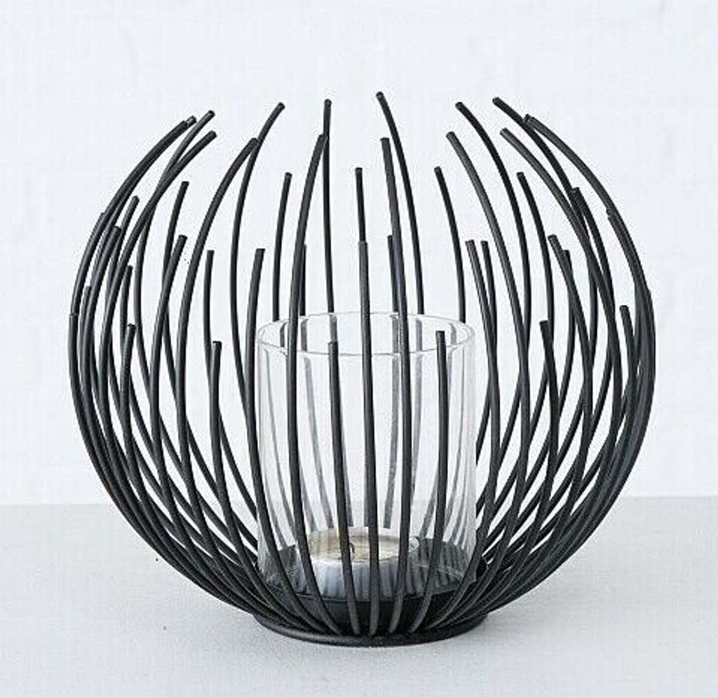 Windlicht Cylon mit Glaszylinder Eisen schwarz H 16 cm Produktbild 