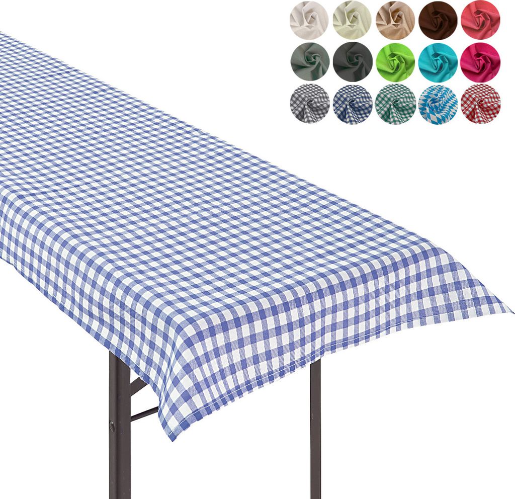 heimtexland Tischdecke Bierzeltgarnitur Biertischdecke Garten Tischdeko Landhaus Typ861 Vichy Karo Blau 90x240 cm