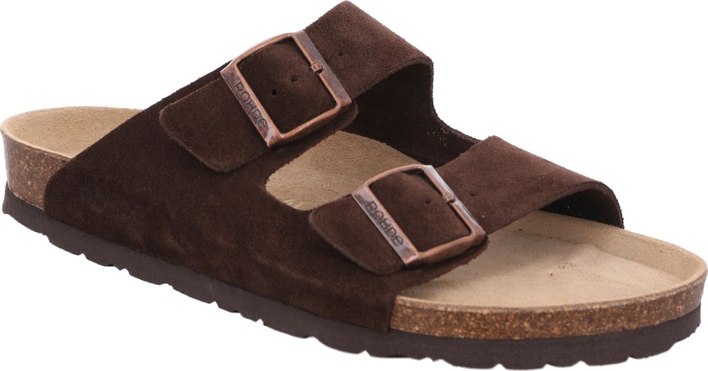 Rohde Herren Pantolette ergonomischer Zweiriemer aus Leder in Weite G Grado 5922, Größe:42 EU, Farbe:Braun