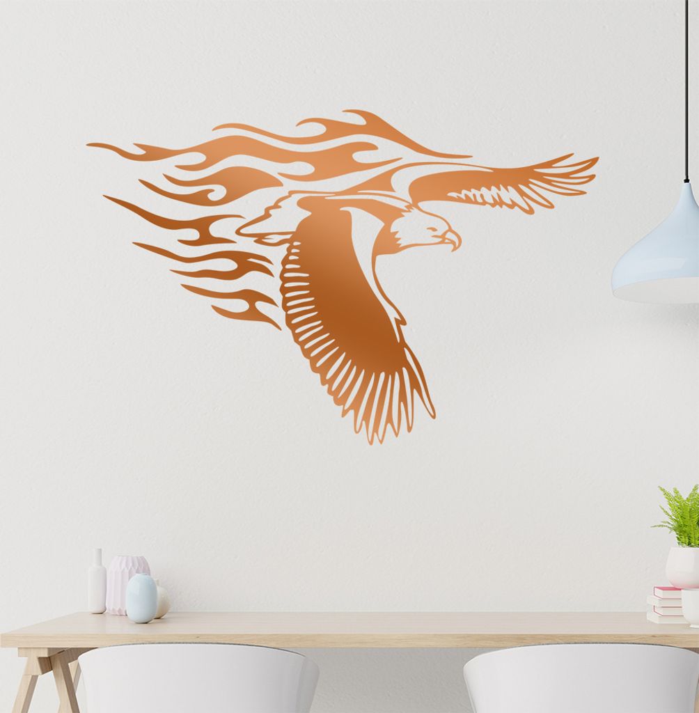 Flammen Adler Wandtattoo in 6 Größen - Wandaufkleber Wall Sticker - Dekoration, Küche, Wohnzimmer, Schlafzimmer, Badezimmer