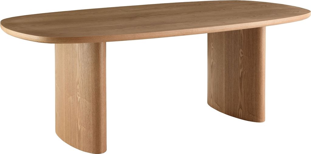 Esstisch >Serra< oval mit Wangenfuß, in Eschenfurnier, MDF - 110x75x210cm (BxHxT)