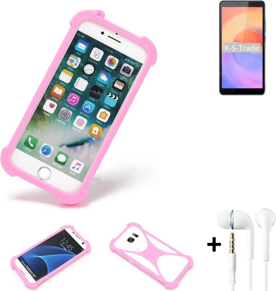 K-S-Trade Bumper + Kopfhörer kompatibel mit ZTE Blade A31 Plus Handy Hülle Schutzhülle Silikon Schutz Hülle Cover Case Silikoncase Silikonbumper