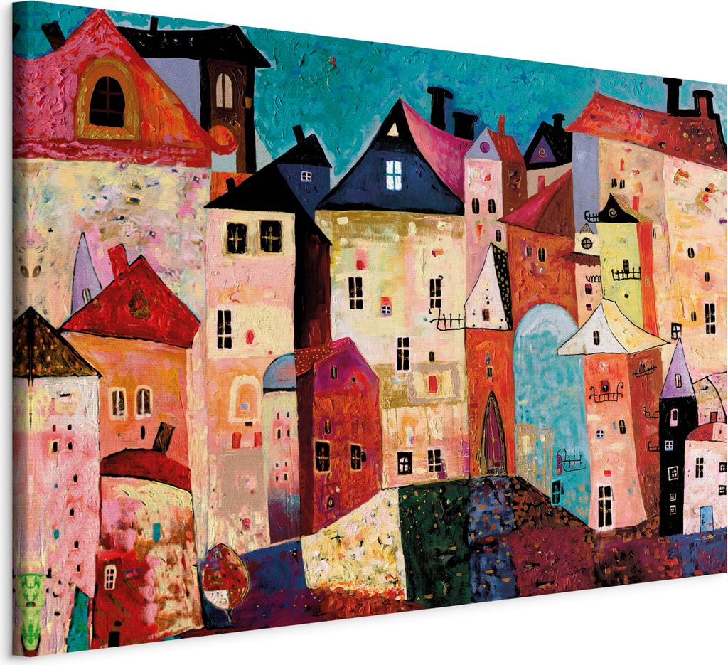 Italienischer Leinwand Leinwandbild - Artistic City 120x80 cm Städte d-A-0054-b-a
