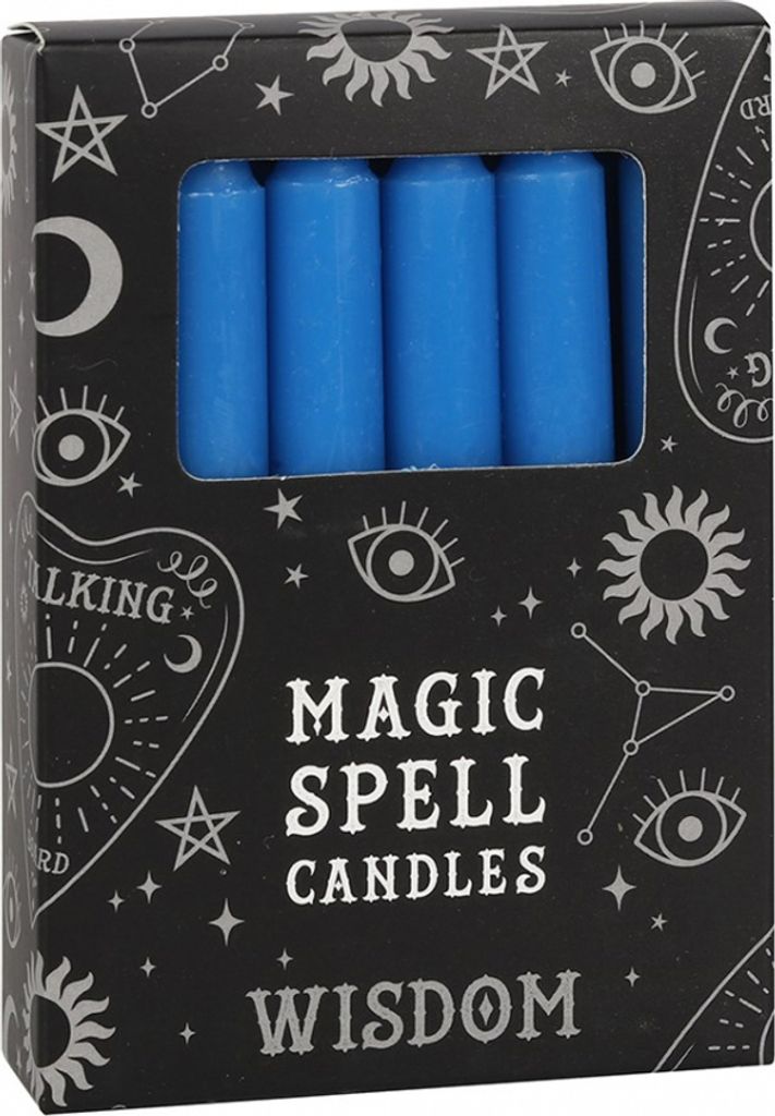 Blue Zauberkerzen für ";Weisheit"; 12 Stück als Gothic Wohn Accessoire