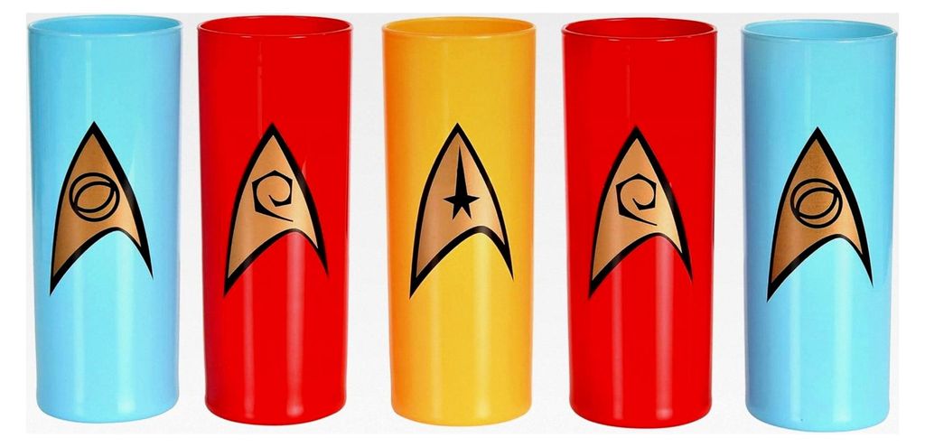 Star Trek Gläser Set mit verschiedenen Motiven, 300 ml Fassungsvermögen, 16 cm Höhe