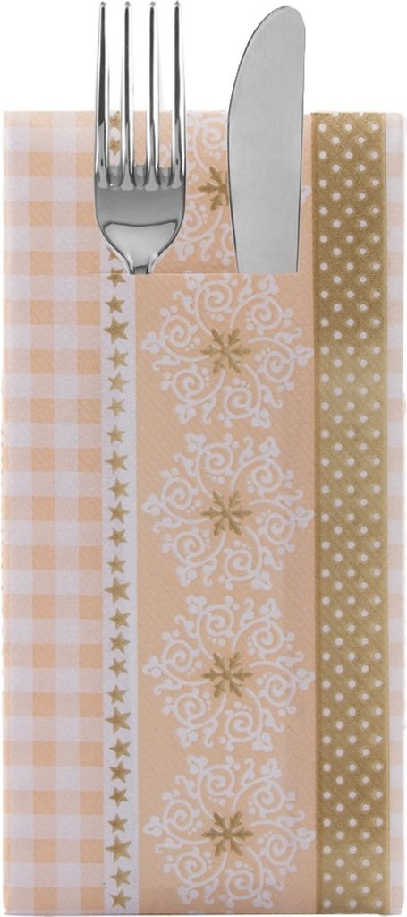 Sovie HORECA Weihnachtsbesteckserviette Calypso-Stripes in Gold-Beige aus Linclass Airlaid 40 x 40 cm, 100 Stück