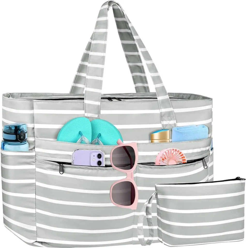 Sac de plage pour voyages et vacances en famille format XXL zippé