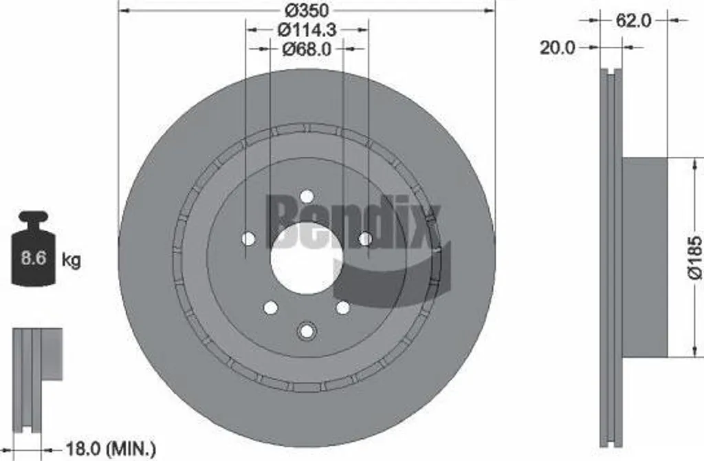 Disque de frein arrière BENDIX BDS2148 - Pièce auto pour Nissan 370 Z