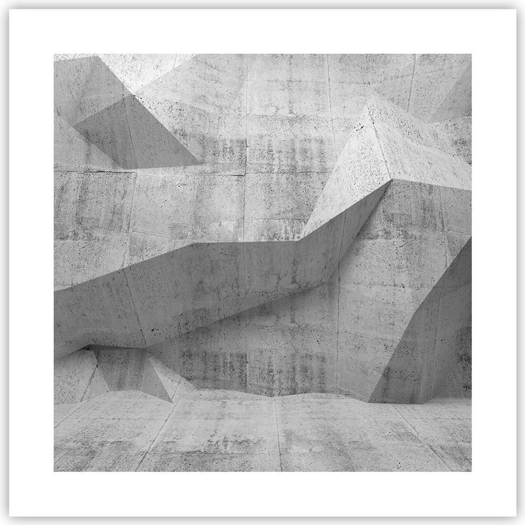 Poster - Poster ohne Rahmen - Beton Wand Grau - 40x40 cm - Wand Bild - Wanddeko - Wandbilder - Kunstposter - Wandposter - Bilder - Kunstdruck - Wan...
