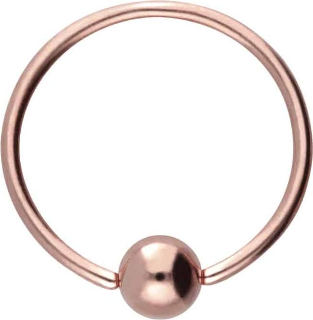 Chirurgenstahl O-Ring KUGEL - biegbar RoséGold Innendurchmesser: 9mm + Stabstärke: 0,8mm