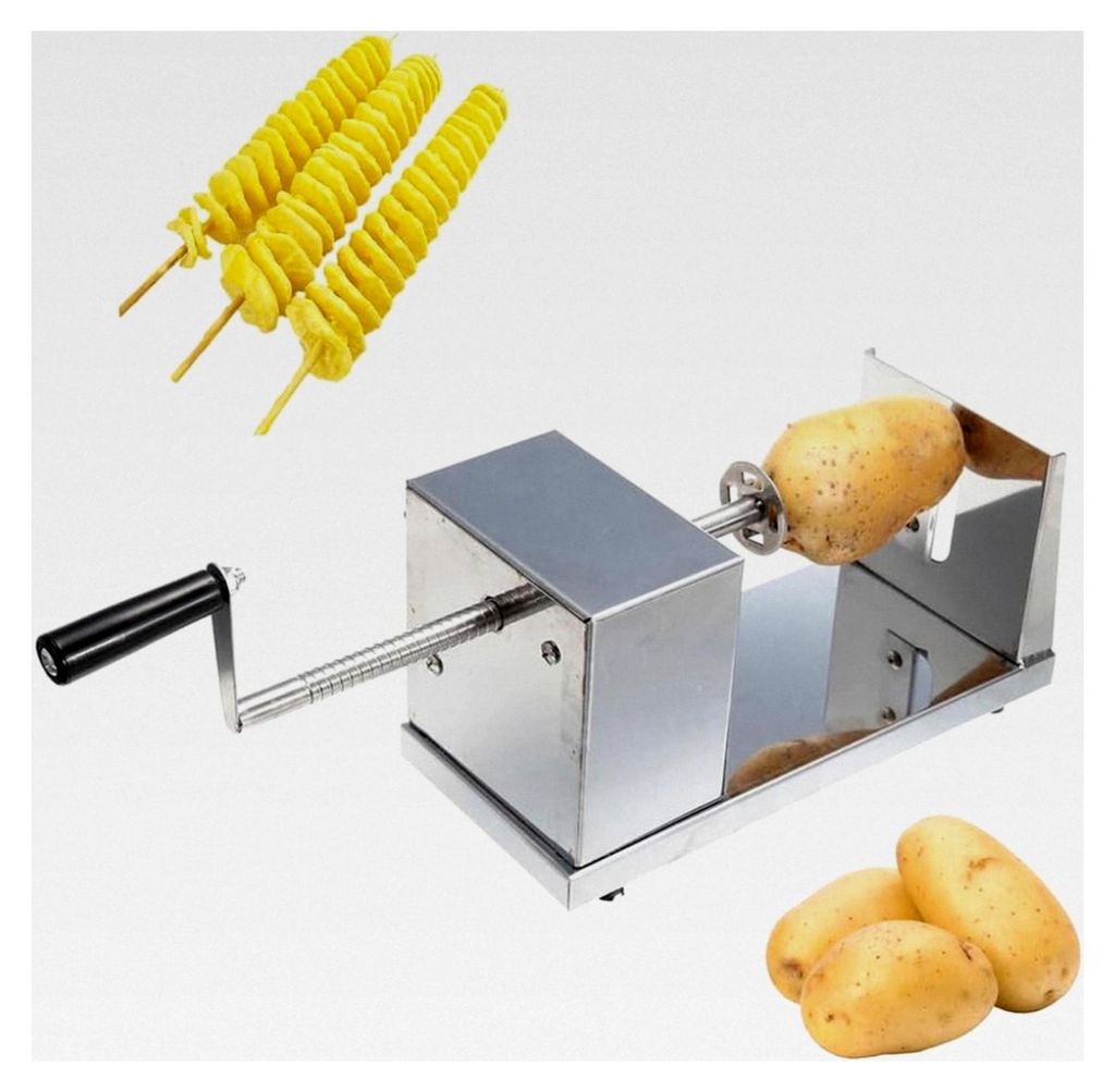 Spiralschneider für Kartoffeln mit Handkurbel aus Edelstahl für Gemüse und Obst