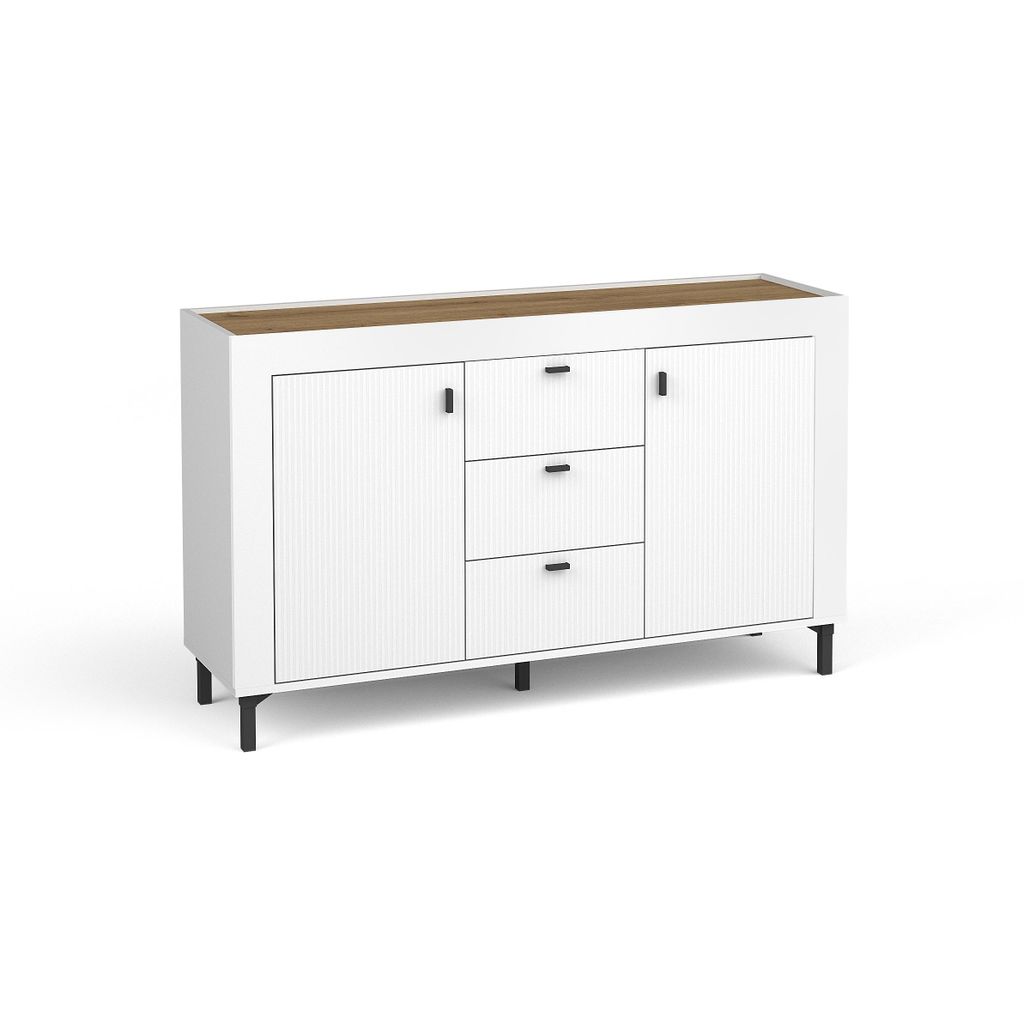 Kommode MONTA Sideboard mit 2 Türen und 3 Schubladen, Weiß