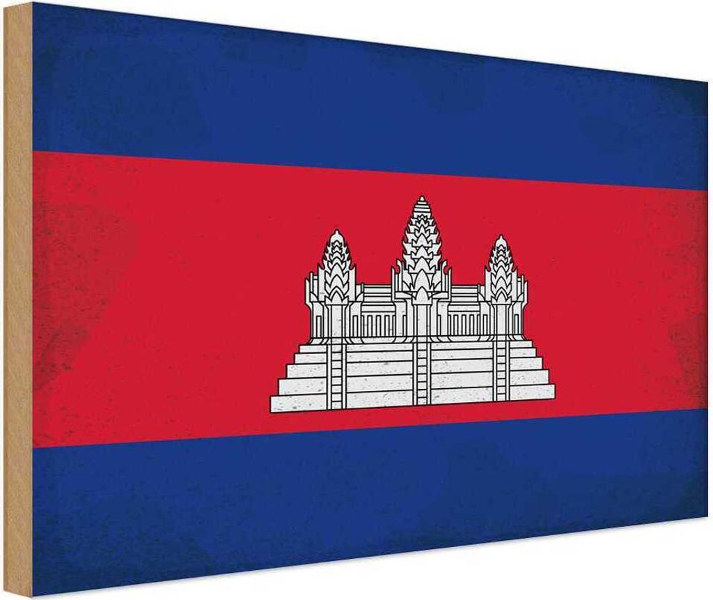 vianmo Holzschild 30x40 cm Kambodscha Cambodia Flagge Fahne Produktbild 