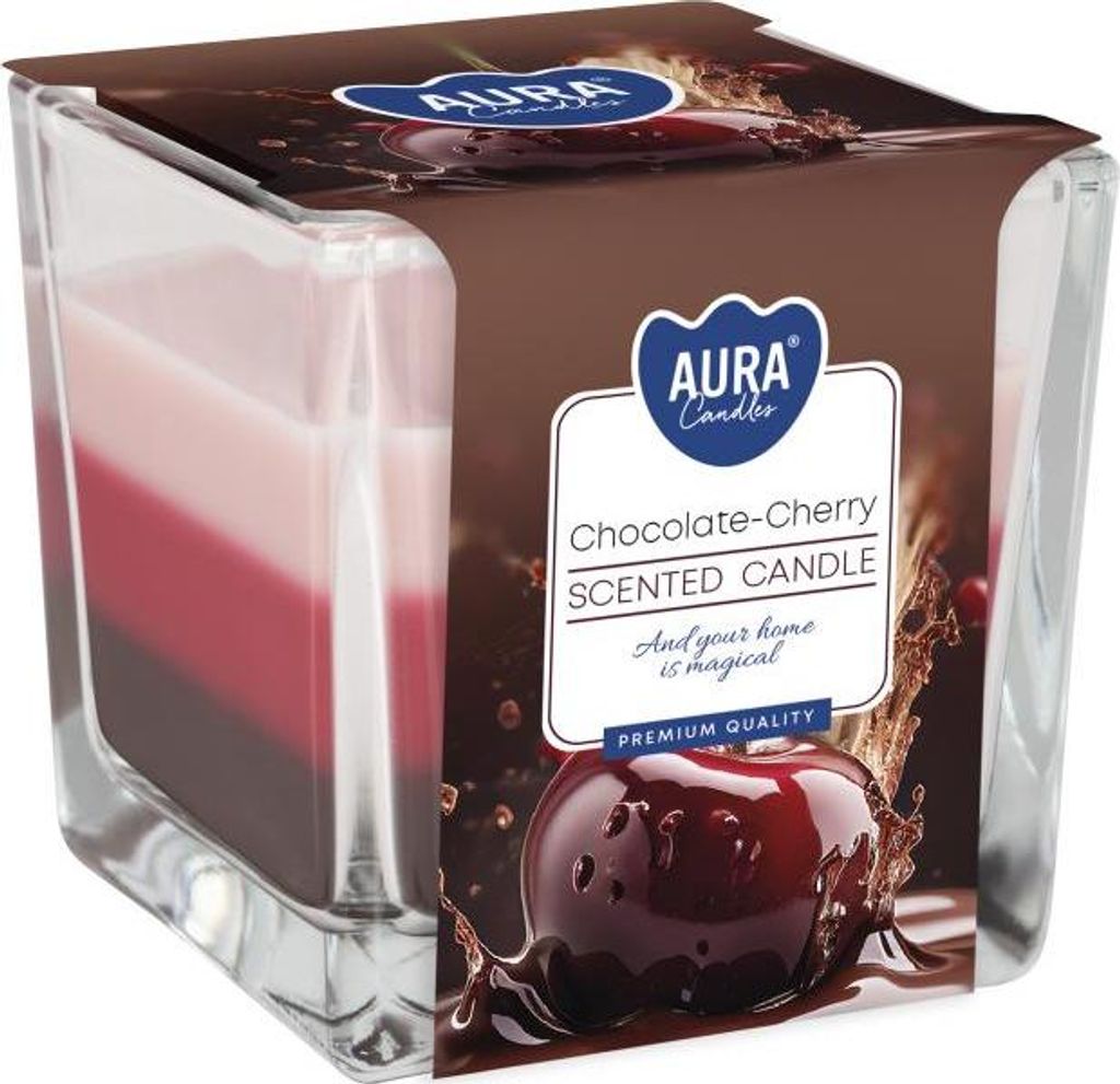 Świeca zapachowa w szkle trójkolorowa BISPOL Aura 32H Zdjęcie produktu 