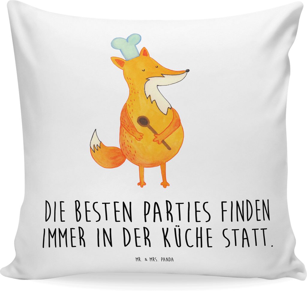 Mr. & Mrs. Panda zier kissen Fuchs Koch - Weiß - Geschenk, Spruch Lustig, 40x40, Sofakissen, Deko, Couchkissen, Dekokissen Sofa, Bäcker, bedruckt...