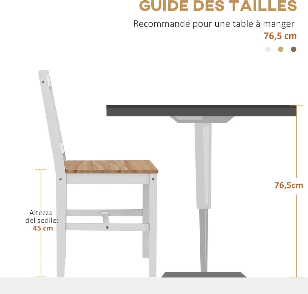 Lot de 4 chaises design style maison de campagne blanches pour séjour