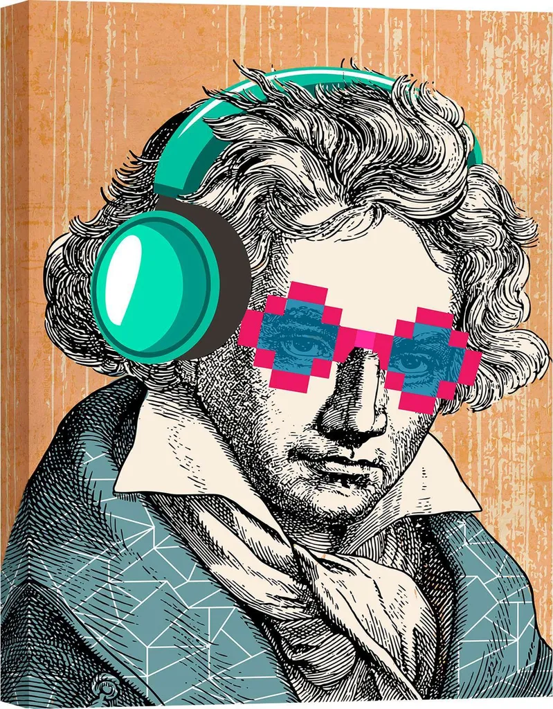 Tableau Toile Pop Art Beethoven 50x70 cm - Impression Haute Qualité
