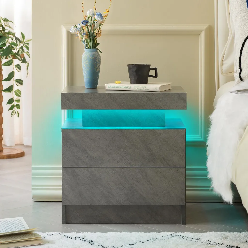 Table de nuit avec rangement LED pour lecture nocturne et chambre moderne