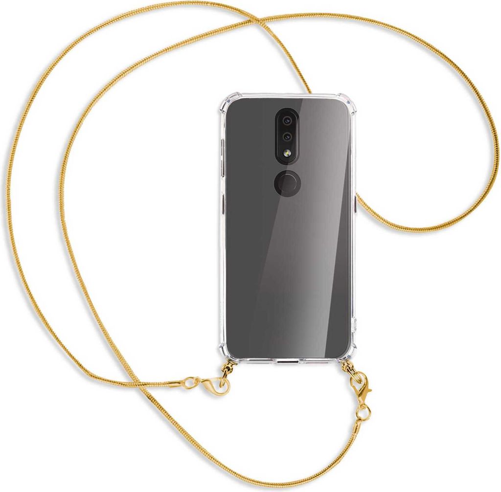 Handykette Backcover-Schutzhülle mit Band (Metall goldfarben) für Nokia 4.2 - goldfarbene Kette Snake