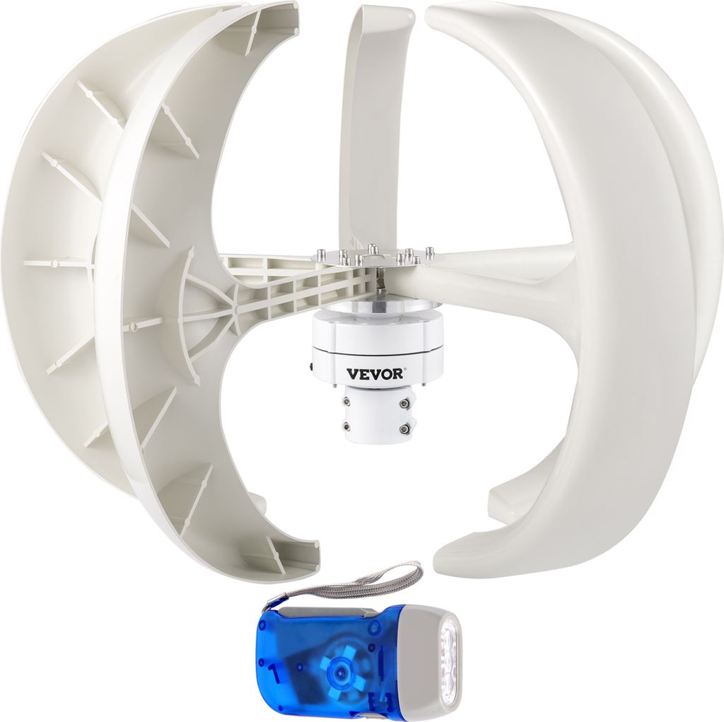 VEVOR Windturbinengenerator 600 W Vertikale Windgenerator, 12 m / s Eingebauter Controller, Windkraftanlage mit 5 Blatt Laderegler Windkraftgenerat...