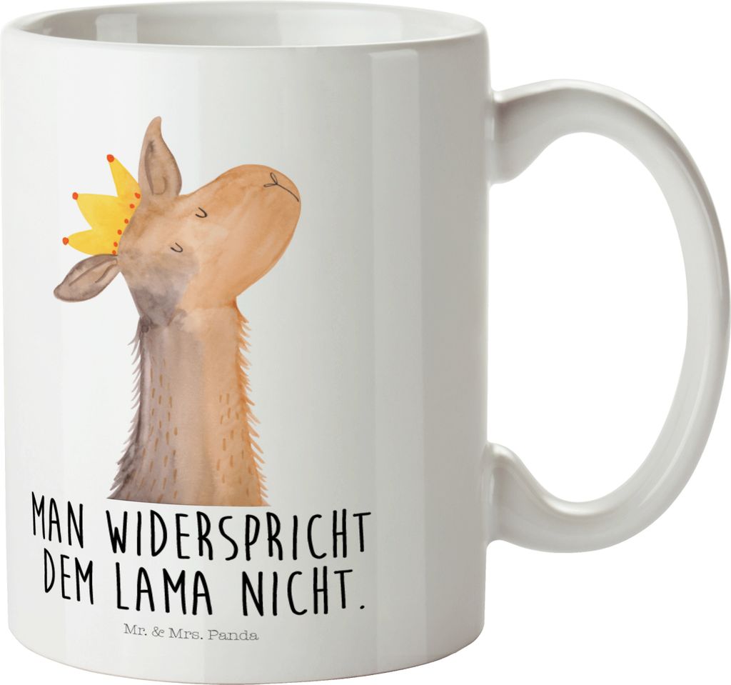 Mr. & Mrs. Panda Kindertasse Lamakopf König - Weiß - Geschenk, Lamas, Abitur, Freundin, Mehrwegbecher, Campingbecher, Vorgesetzter, Lama, Mama, K...