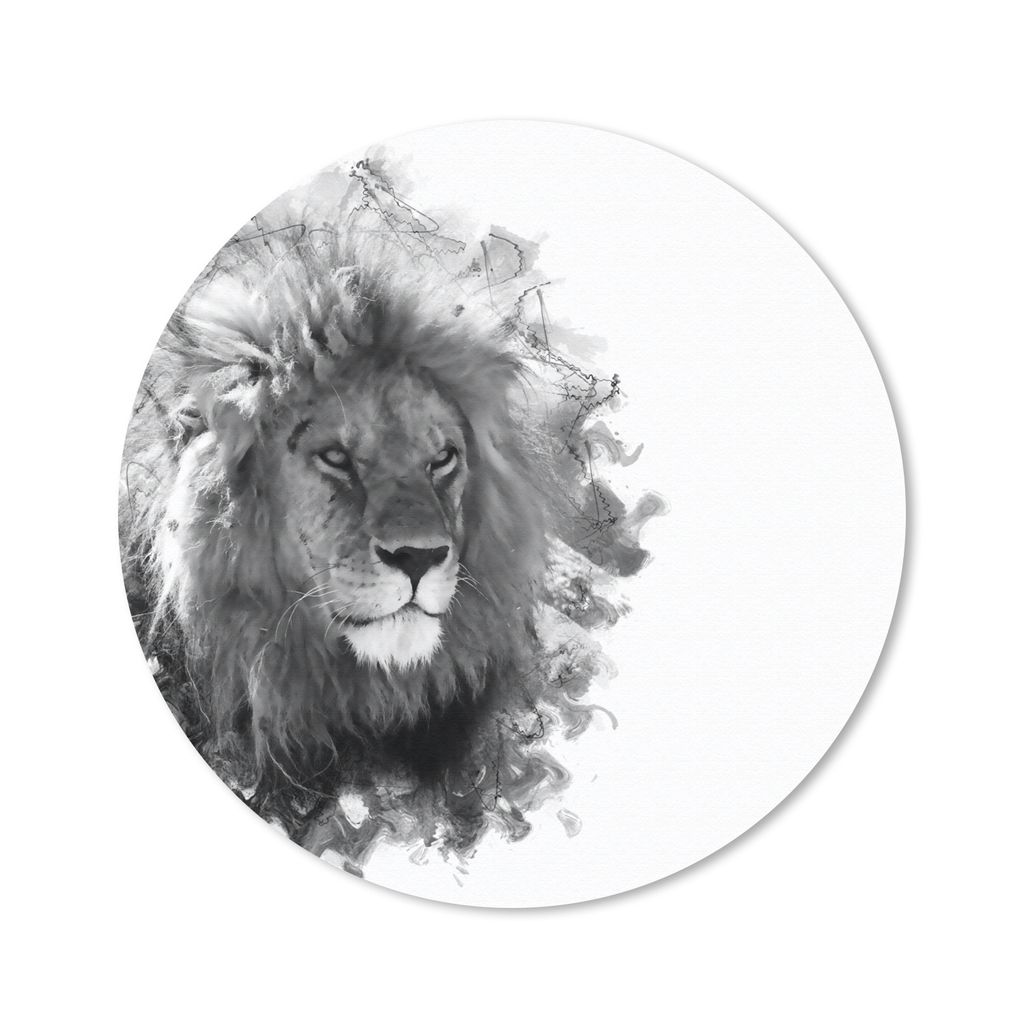 MuchoWow Mauspad Mousepad Löwe - Linie - Schwarz - Weiß 20x20 cm - Mousepads - Maus Mat - Pad - Mausunterlage - Schreibtischmatte
